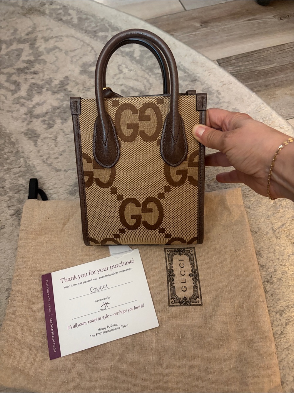 Gucci Beige and Brown GG Canvas Mini Tote